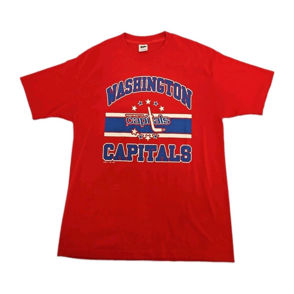 Vintage Trench Mfg Co. 1984 Mens NHL Washington Capitals Hockey Red Shirt Sz L42